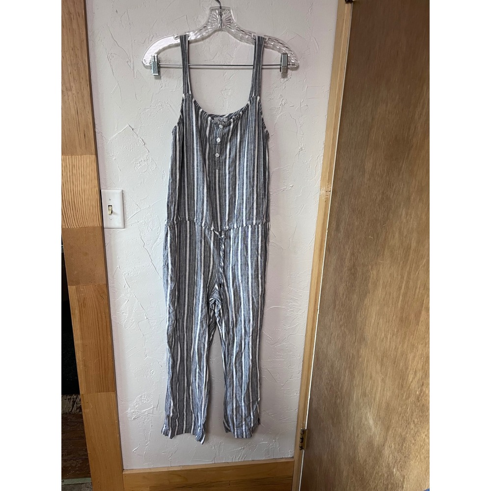 Rails Brooklyn‎ Greenwich Stripe Linen Blend Jumpsuit Grey White XS